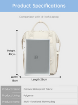 Anymom Mommy Diaper Bag Grey Backpack 2Pcs Stroller Hook with Internal USB Charging Port