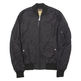 ALPHA INDUSTRIES Mens Bomber Jacket Black Nylon S