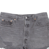 LEVI'S 501 Distressed Womens Denim Shorts Grey L W34