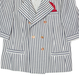 DEL MOD Womens Blazer Jacket Grey Wool 90s Striped UK 8