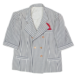 DEL MOD Womens Blazer Jacket Grey Wool 90s Striped UK 8