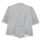 DEL MOD Womens Blazer Jacket Grey Wool 90s Striped UK 8