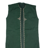 Mens Waistcoat Green Paisley S