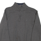 NAUTICA Mens Jumper Grey 1/4 Zip Tight Knit L