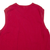 CHAPS Mens Jumper Red V-Neck Tight Knit Sleeveless XL