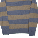TOMMY HILFIGER Mens Patterned Jumper Blue Striped Tight Knit XL