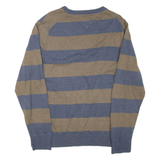 TOMMY HILFIGER Mens Patterned Jumper Blue Striped Tight Knit XL