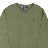 CHAPS Tall Mens Jumper Green V-Neck Tight Knit 2XL