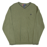 CHAPS Tall Mens Jumper Green V-Neck Tight Knit 2XL