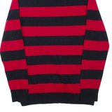 TOMMY HILFIGER Womens Patterned Jumper Red Striped Roll Neck Tight Knit L
