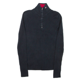 RALPH LAUREN Womens Jumper Blue 1/4 Zip Tight Knit S