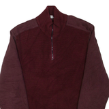 CALVIN KLEIN JEANS Mens Heavy Knit Jumper Maroon 1/4 Zip Chunky Knit XL