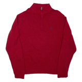 CHAPS Mens Heavy Knit Jumper Red 1/4 Zip Chunky Knit L