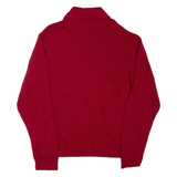 CHAPS Mens Heavy Knit Jumper Red 1/4 Zip Chunky Knit L