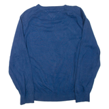 TOMMY HILFIGER Mens Jumper Blue V-Neck Tight Knit L