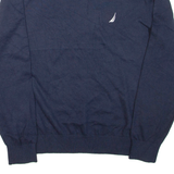 NAUTICA Navtech Mens Jumper Blue V-Neck Tight Knit M
