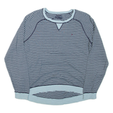 TOMMY HILFIGER Womens Patterned Jumper Blue Striped Tight Knit XL