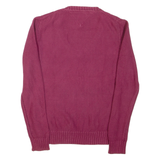 TOMMY HILFIGER Womens Jumper Purple V-Neck Cable Knit S