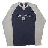 TOMMY JEANS Mens Jumper Grey Colourblock Tight Knit M