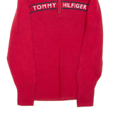 TOMMY HILFIGER Womens Jumper Red 1/4 Zip Tight Knit L