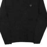 CHAPS Mens Jumper Black 1/4 Zip Tight Knit M