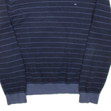 TOMMY HILFIGER Mens Patterned Jumper Blue Striped Tight Knit XL