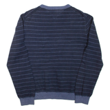 TOMMY HILFIGER Mens Patterned Jumper Blue Striped Tight Knit XL