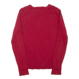 TOMMY HILFIGER Womens Jumper Red V-Neck Tight Knit M