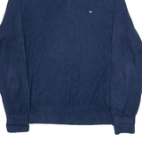 TOMMY HILFIGER Mens Jumper Blue 1/4 Zip Tight Knit L