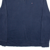 TOMMY HILFIGER Mens Jumper Blue 1/4 Zip Tight Knit XL