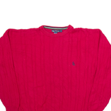 NAUTICA Mens Jumper Red Cable Knit L