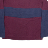 TOMMY HILFIGER Mens Patterned Jumper Maroon Colourblock Tight Knit XL