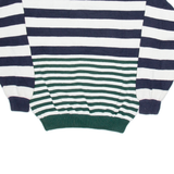 TOMMY HILFIGER Mens Patterned Jumper White Striped Tight Knit XL