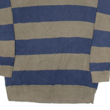TOMMY HILFIGER Mens Patterned Jumper Blue Striped Tight Knit XL