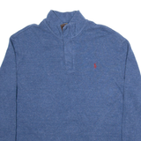 POLO RALPH LAUREN Mens Jumper Blue 1/4 Zip Tight Knit XL