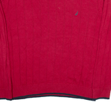 NAUTICA Mens Jumper Red V-Neck Tight Knit XL