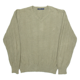 NAUTICA Mens Jumper Green Diamond V-Neck Tight Knit L