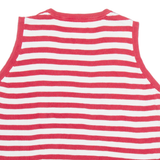 TOMMY HILFIGER Womens Jumper Red Striped V-Neck Tight Knit Sleeveless XL
