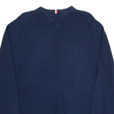 TOMMY HILFIGER Mens Jumper Blue V-Neck Tight Knit L