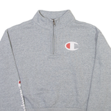 CHAMPION Womens Sweatshirt Grey 1/4 Zip S