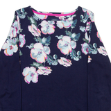 JOULES Floral Thin Feel Womens Sweatshirt Blue UK 10