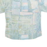 JEAN CHATEL Womens Printed Shirt Green Collared Off Shoulder Crazy Pattern L