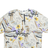 SCHILD Womens Printed Blouse Beige Button Neck Floral UK 14