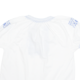 Embroidered Womens Milkmaid Blouse White Floral M