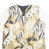 YOUR SIXTH SENSE Womens Printed Blouse Cream 90s Crazy Pattern UK 18