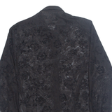 Sheer Womens Printed Shirt Black Collared Long Sleeve Floral S