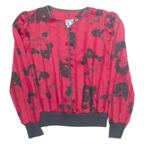 YESSICA Womens Printed Blouse Red Button Neck Long Sleeve 90s Floral S