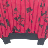 YESSICA Womens Printed Blouse Red Button Neck Long Sleeve 90s Floral S