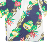 Womens Printed Shirt Blue Collared Viscose Floral UK 10