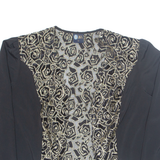 YOUR SIXTH SENSE Womens Kimono Blouse Black 90s Crazy Pattern M